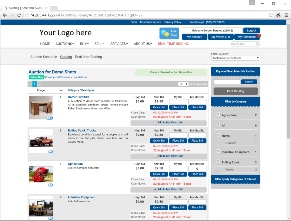 screenshot of My Auction Software